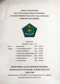 Image of KTI : Mata Pelajaran Bahasa Indonesio Analisis Persepsi Wisatawan dalam Negeri Terhadap Malioboro